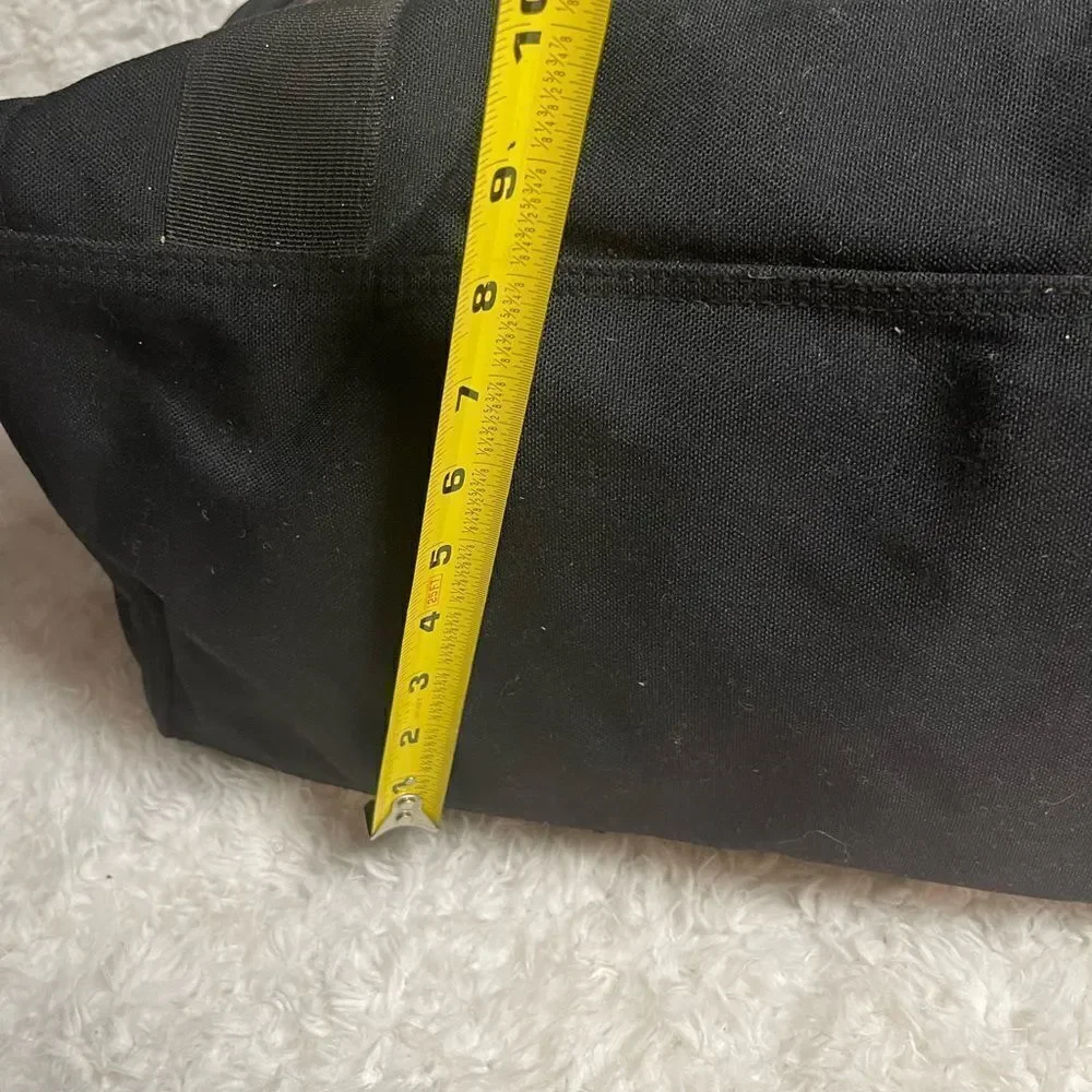 Eddie Bauer Premium Black Canvas brown Leather Duffle Weekender Bag